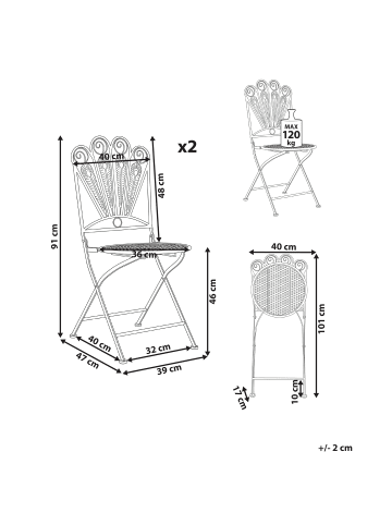 Beliani 2er-Set Esszimmerstuhl PAVIA in Blau