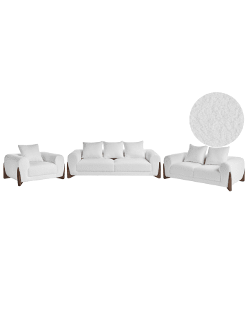 Beliani 3-tlg Sitzgruppe VINLIDEN in Weiß/Braun