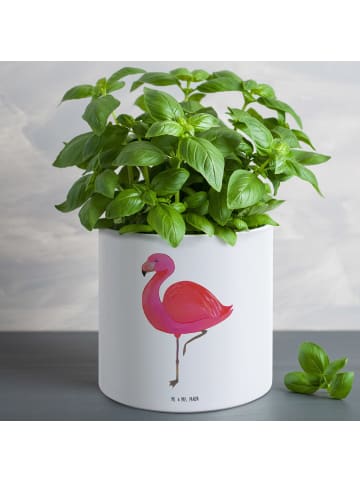 Mr. & Mrs. Panda XL Blumentopf Flamingo Classic ohne Spruch in Weiß
