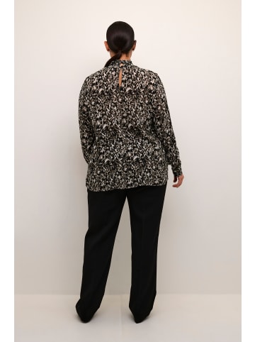 KAFFE curve Langarm-Bluse KCami Regular fit in Black/ElefantS. GraphicFlower