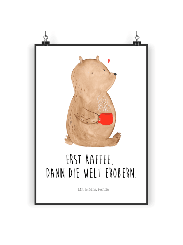 Mr. & Mrs. Panda Bild Bär Kaffee mit Spruch in Weiß