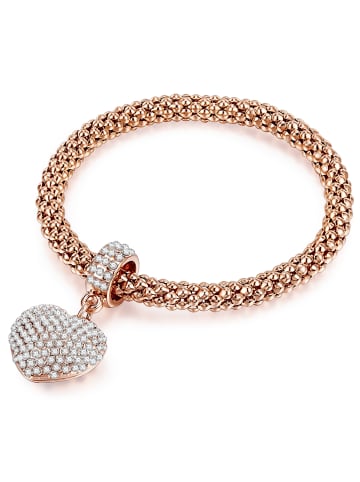 Lulu & Jane Armband Herz Metall-Legierung Glas in roségold