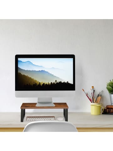 relaxdays Monitorständer in Braun/ Schwarz - (B)55 x (H)15 x (T)23 cm