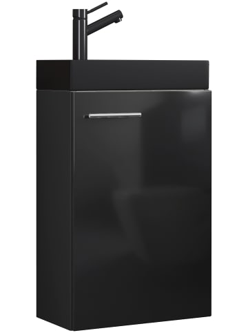 VCM  2-tlg Waschtisch Slito Toilette schmal Schwarz in Schwarz