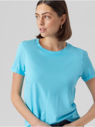 Vero Moda 2er Pack Basic T-Shirt VMPAULA in Weiß-Hellblau