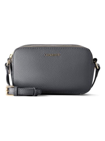 Lazarotti Bologna Leather Umhängetasche Leder Double-Zip 18 cm in grey