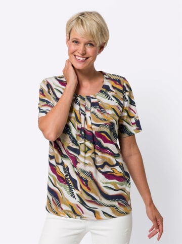 Sieh an! Kurzarm-Shirt in ecru-malve-bedruckt