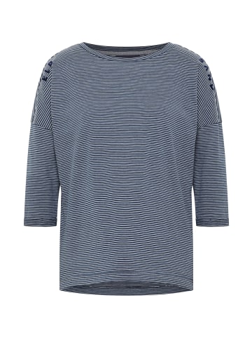 ELBSAND Langarm T-Shirt  in Coldwater + Cloud White STRIPE
