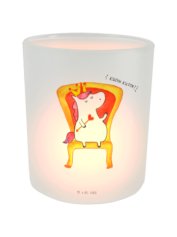 Mr. & Mrs. Panda Windlicht Glas Einhorn König ohne Spruch in Transparent