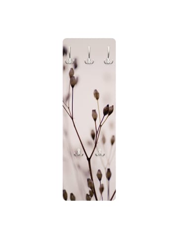 WALLART Garderobe - Dunkle Knospen am Wildblumenzweig in Creme-Beige