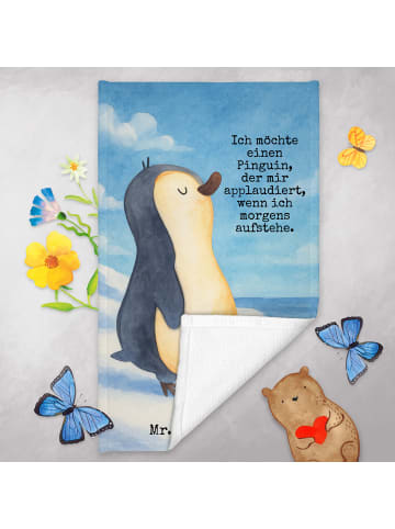 Mr. & Mrs. Panda Handtuch Klein Pinguin mHerzieren Design mit S... in Weiß