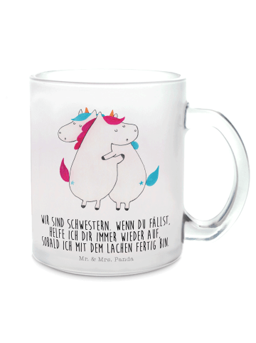 Mr. & Mrs. Panda Tasse Einhörner Umarmen mit Spruch in Transparent