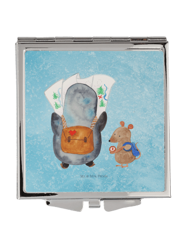 Mr. & Mrs. Panda Handtaschenspiegel quadratisch Pinguin & Maus W... in Eisblau