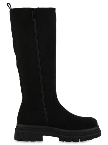VAN HILL Plateaustiefel Alice in Schwarz Velours