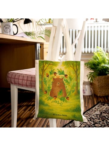 Mr. & Mrs. Panda Shopping Tasche Bär König Design ohne Spruch in Weiß