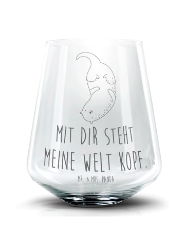 Mr. & Mrs. Panda Blümchentail Glas Otter Kopfüber mit Spruch in Transparent
