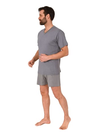 NORMANN Kurzarm Schlafanzug Shorty Pyjama print - 86281 in grau