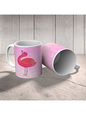 Mr. & Mrs. Panda Kindertasse Flamingo Stolz ohne Spruch in Aquarell Pink