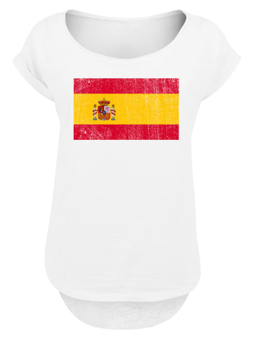 F4NT4STIC Long Cut T-Shirt Spain Spanien Flagge distressed in weiß