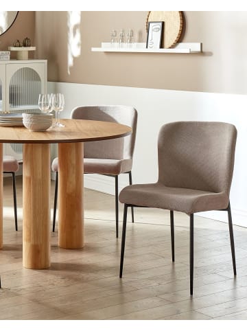 Beliani 2er-Set Esszimmerstuhl ADA in Beige/Grau/Schwarz