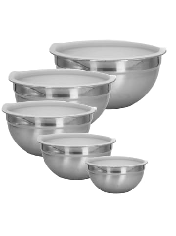Intirilife 5-teiliges Salatschüssel Rührschüssel Set in Silber
