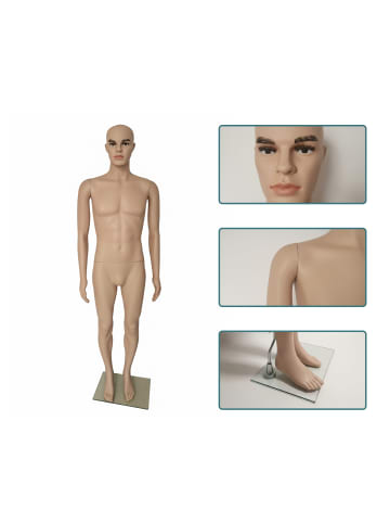 relaxdays Schaufensterpuppe in Beige - (B)42 x (H)185 x (T)30 cm