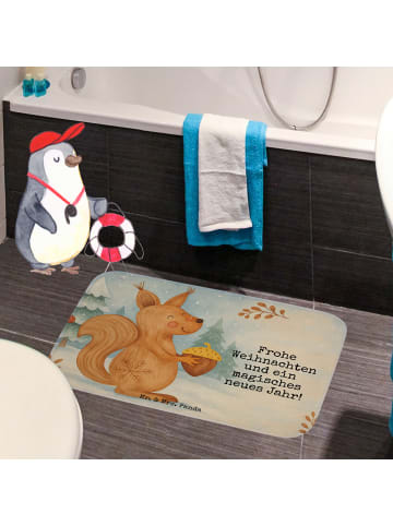 Mr. & Mrs. Panda Duschvorleger Eichhörnchen Weihnachten Design m... in Weiß