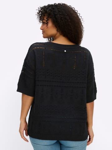 sheego Kurzarm-Pullover in schwarz