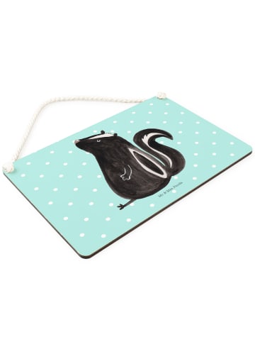 Mr. & Mrs. Panda Schild Stinktier Sitzen ohne Spruch in Türkis Pastell