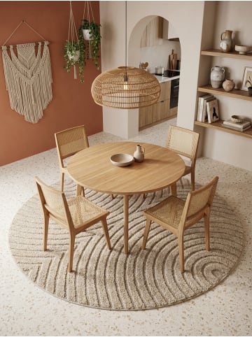 KADIMA DESIGN Hochflorteppich 3D Bögen Boho Waschbar Wohnzimmer in Beige