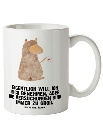 Mr. & Mrs. Panda Tasse Alpaka Fahne mit Spruch in Weiß