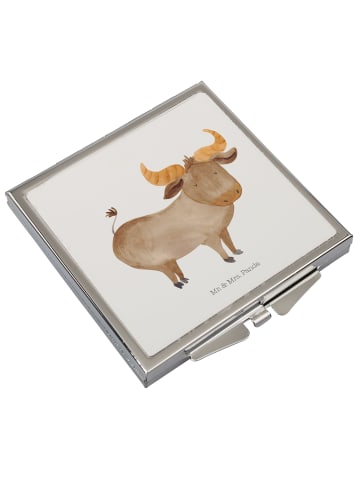 Mr. & Mrs. Panda Kosmetikspiegel Sternzeichen Stier ohne Spruch in Weiß