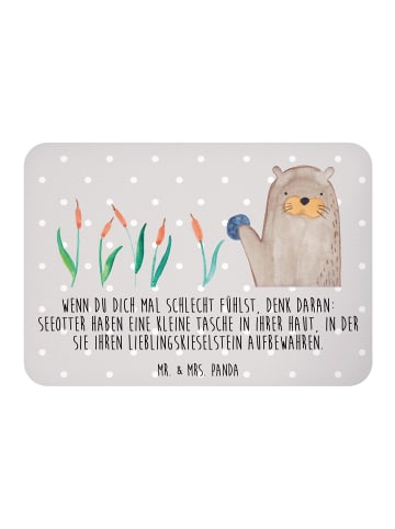 Mr. & Mrs. Panda Kühlschrankmagnet Otter Stein mit Spruch in Grau Pastell