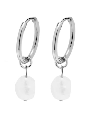 Himmelsflüsterer  Creolen mit Süßwasserperlen - Farbe: Silber