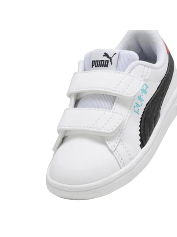 Puma Junioren Smash 3.0 L Play Low Scratch Sneakers Puma Weiß Schwarz Aqua Rot