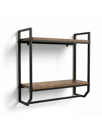 relaxdays Wandregal in Braun/ Schwarz - (B)15 x (H)40 x (T)40 cm