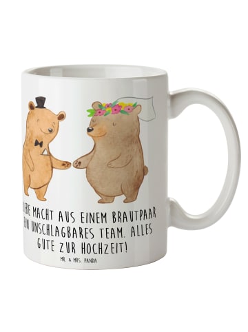Mr. & Mrs. Panda Becher Unschlagbares Brautpaar mit Spruch in Weiß
