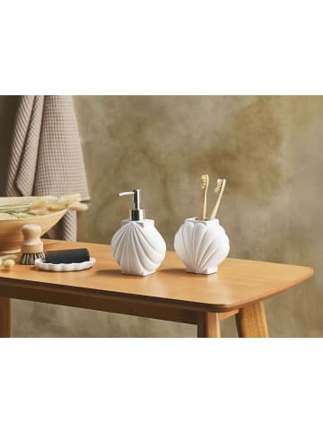 Beliani 3-tlg Badezimmer-Zubehör SHELL in Weiß