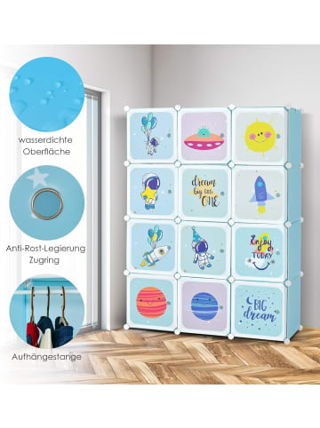 COSTWAY Kleiderschrank 12 Würfeln in Blau