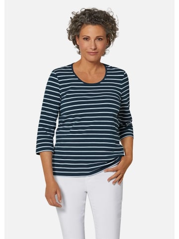 GOLDNER Kurzgröße: Buntgewirktes Ringelshirt in marine / weiß / geringelt