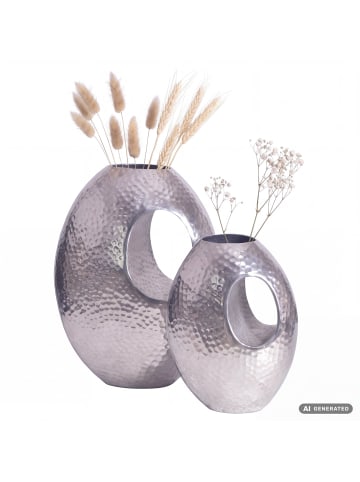 FineBuy Vase in Silber / Aluminium / 29x17x39