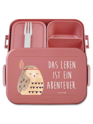 Mr. & Mrs. Panda MEPAL Bentobox Eule Federschmuck Motiv mit Spruch in Rot Pastell