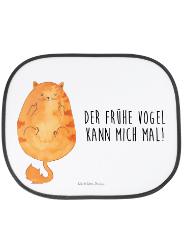 Mr. & Mrs. Panda Auto Sonnenblende Katze Frühaufsteher mit Spruch in Weiß