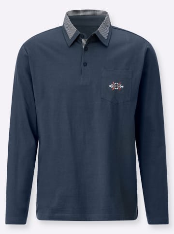 Sieh an! Langarm-Poloshirt in dunkelblau