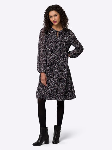 Heine Blumenkleid in schwarz-violett-bedruckt
