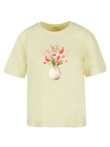 F4NT4STIC Tee Rosa Frühlingsblumenstrauß in Vase in softyellow
