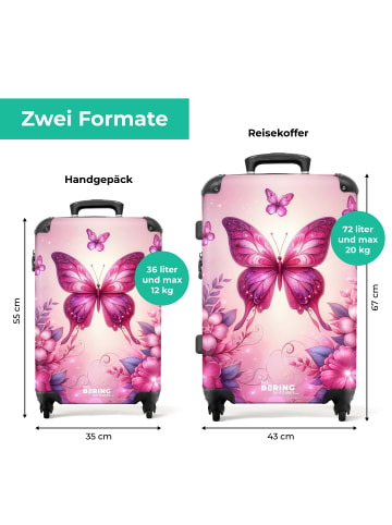 NoBoringSuitCases Suitcase, Handgepäck, Koffer, Trolley, Reisekoffer Rosa Blumen