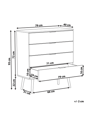 Beliani Kommode WALPI in Schwarz/Braun - (W) 79 x (H) 93 x (L) 40 cm