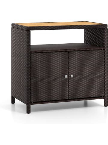 COSTWAY Gartenschrank Rattan 90x53x86cm in Braun