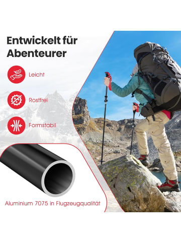 COSTWAY Wanderstöcke faltbar Aluminium in Rot
